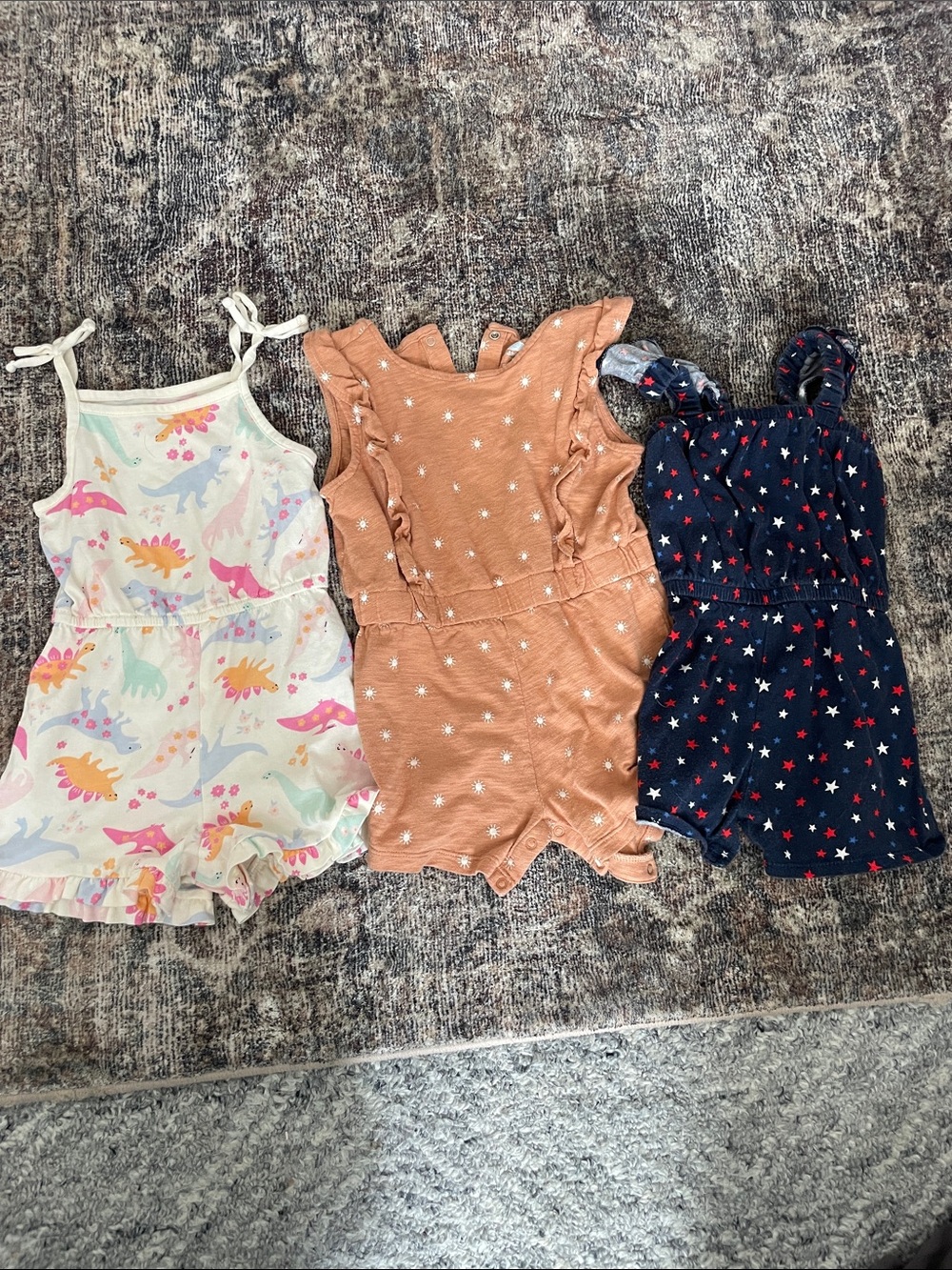 cloud island and Old Navy 2T toddler girl Rompers Peach and Navy Star Rompers